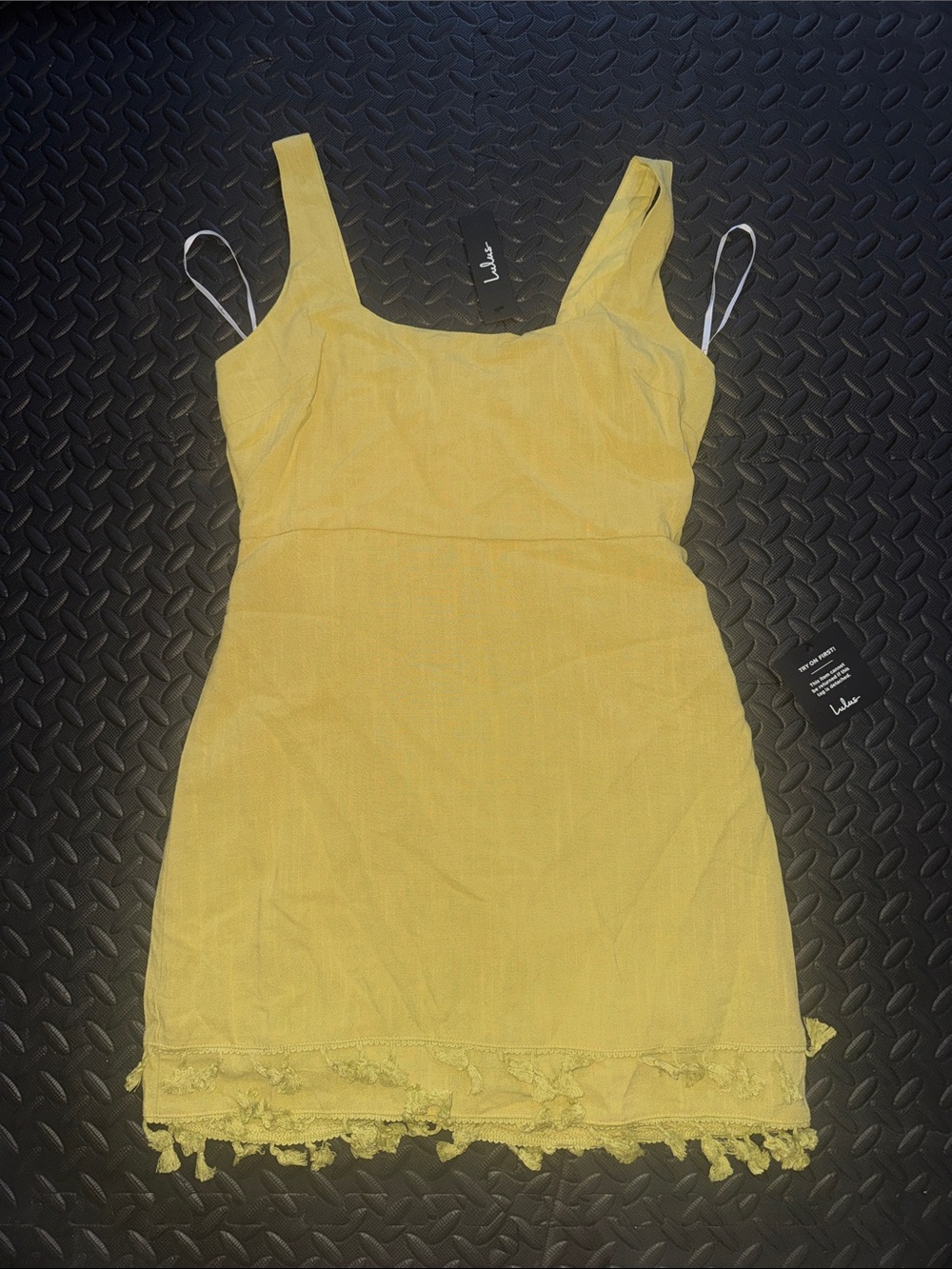 Lulu's Canary Yellow Lace-Hem Mini Dress